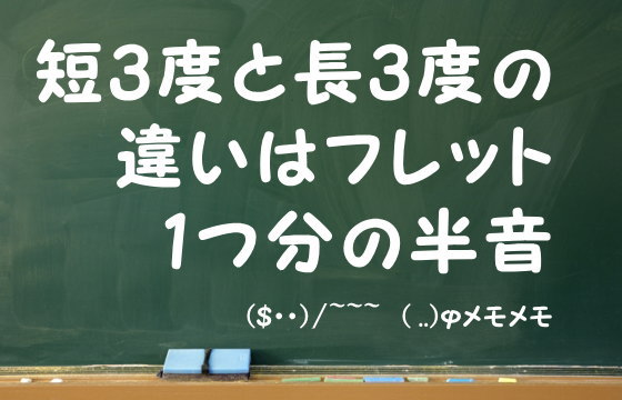 短3度と長3度の違いはフレット1つ分の半音