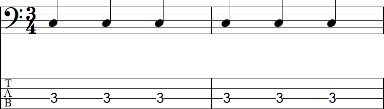 4分の3拍子（よんぶんのさんびょうし）の2小節