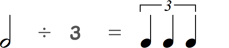 2分音符の三等分（割り切れる）の表画像