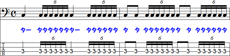 1拍6連符（いっぱくろくれんぷ）の小節