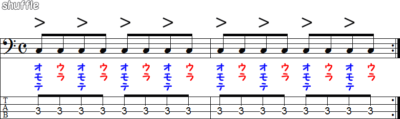 shuffle記号の2小節