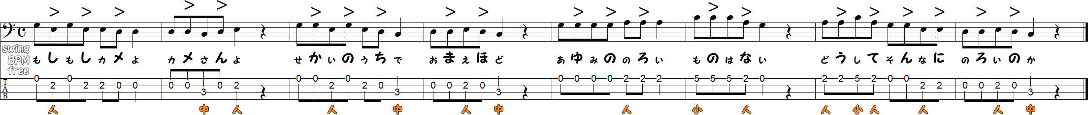 スウィングのメロディ①の譜面