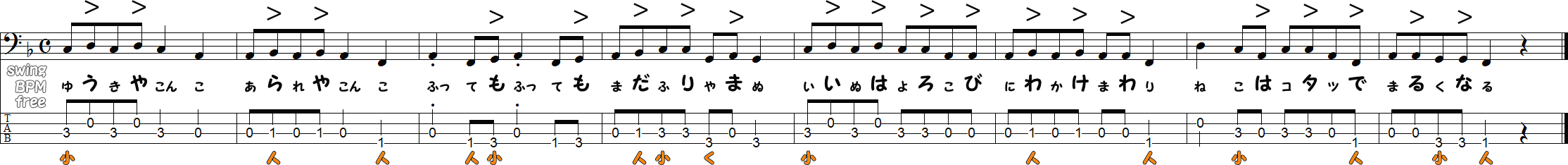 スウィングのメロディ②の譜面