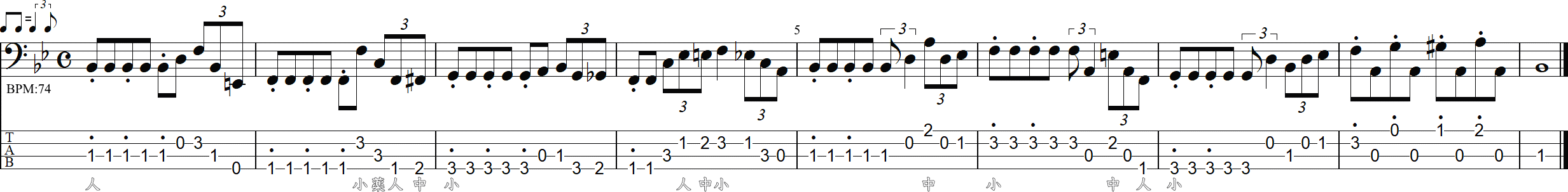 8分音符のハネモノベースライン➋9小節