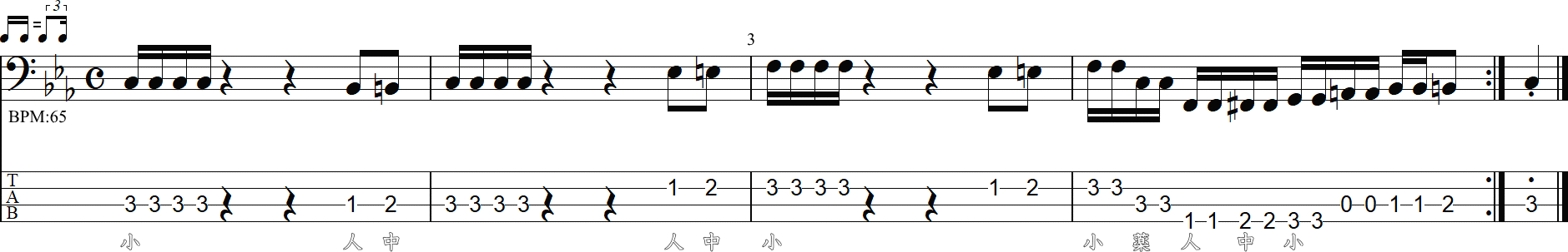 16分音符のハネモノベースライン➊9小節