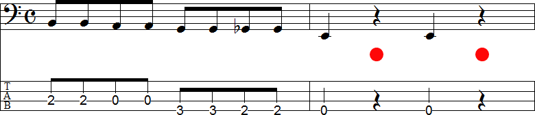 4分休符のある小節（2小節目）