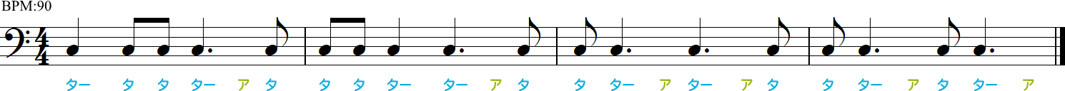 付点4分音符の4小節