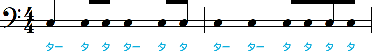 8分音符の連桁あり2小節