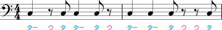 8分休符の連桁なし2小節