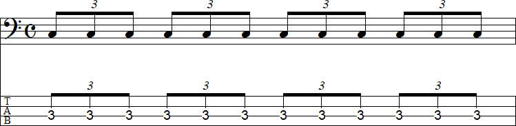 1拍3連符×4の小節