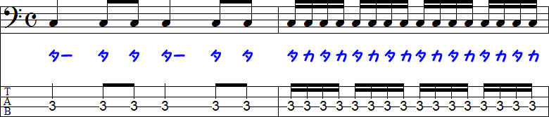 16分音符の2小節目