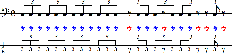 1拍3連符（休符）の2小節目