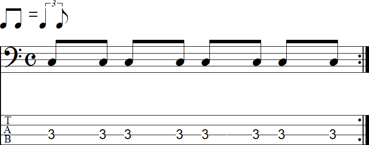 跳ねる8分音符のみの小節